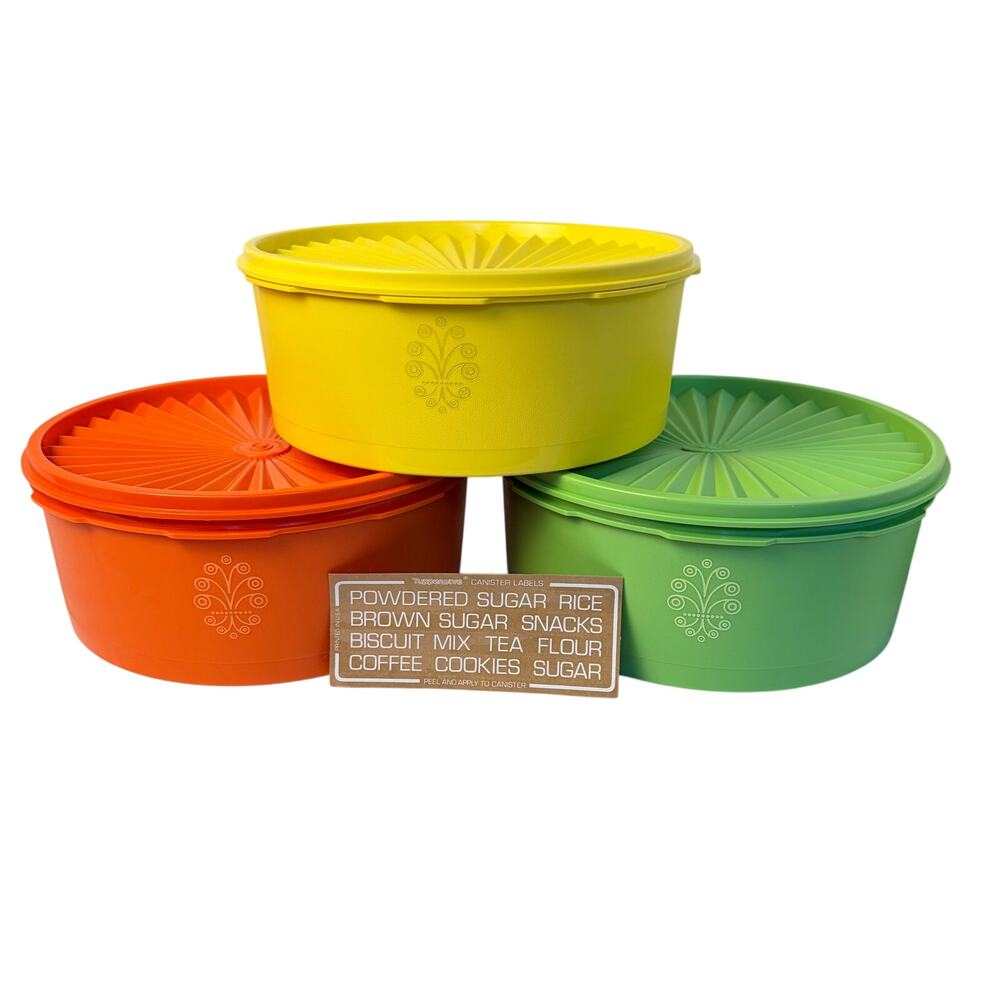 NIB VTG Tupperware Autumn harvest servalier 3 pc stacking canister set 1204 - Picture 1 of 8